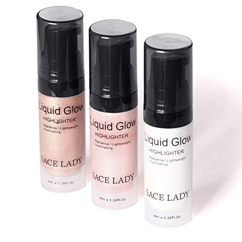 Hilai 1Bottle Face Glow Resaltador líquido Iluminador Iluminador líquido maquillaje facial en crema brillo base y corrector ultraconcentrado (03 Peach Champagne)