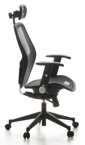 hjh OFFICE 653000 Silla de Oficina Air-Port Tejido de Malla Negro, apoyabrazos Plegables, Soporte Lumbar, apoyacabezas, inclinable, sillón Alta Gama