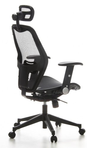 hjh OFFICE 653000 Silla de Oficina Air-Port Tejido de Malla Negro, apoyabrazos Plegables, Soporte Lumbar, apoyacabezas, inclinable, sillón Alta Gama