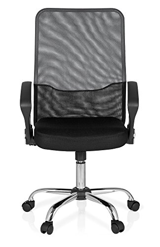 HJH Office Foley Net Silla de Oficina, Plumas, Multicolor (Negro/Gris), 44x54x119 cm