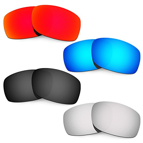 HKUCO Mens Replacement Lenses For Oakley Fives Squared Red/Blue/Black/Titanium Sunglasses