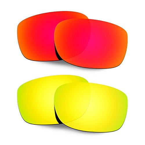 HKUCO Mens Replacement Lenses For Oakley Straightlink Red/24K Gold Sunglasses