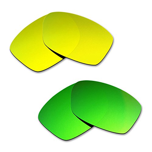 HKUCO Plus Mens Replacement Lenses For Oakley Jupiter Squared 24K Gold/Emerald Green Sunglasses