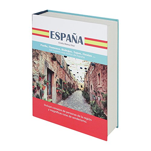 HMF 80945 caja fuerte en forma de libro, caja de caudales camuflada, páginas de papel auténticas,"España", 23 × 15 × 4 cm, rotulación en español