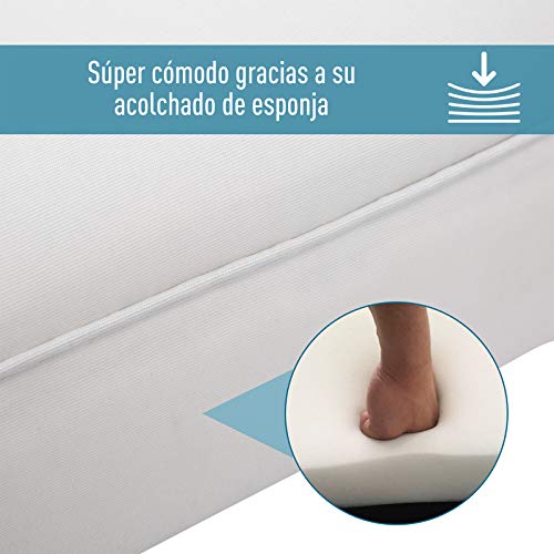 HOMCOM Taburete Pie de Cama Banqueta con Brazos Tapizada Tipo Banco de Madera para Dormitorio Salón Recibidor 102x31x51cm Carga 130kg