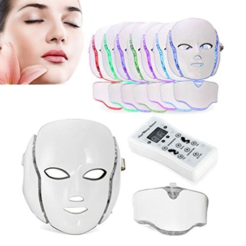 Home Care Wholesale LED Fotón 7 Máscara de Terapia de Luz de Color con Cuello | Belleza Facial Tratamiento Cuidado de la Piel Máscara de Fototerapia