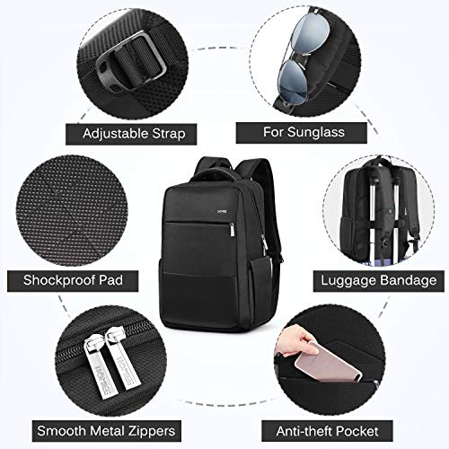 HOMIEE Mochila PC 13-15.6 Pulgadas, Mochila Hombre, Mochilas para Portátiles, Mochila de Trabajo Hombre, Mochila para Portátiles, Negro