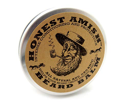 Honest Amish Beard Balm Acondicionador sin enjuague - Hecho solo con ingredientes naturales y orgánicos - Estaño de 2 onzas