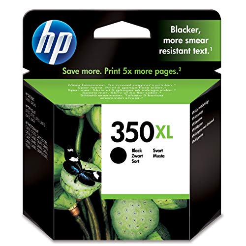 HP 350XL CB336EE - Cartucho de Tinta Original de alto rendimiento, negro, compatible con impresoras de inyección de tinta HP Deskjet D4260, D4300, Photosmart C5280, C4200, Officejet J5780, J5730