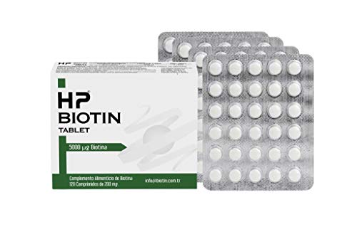 HP Biotina de 5 mg - 120 comprimidos Alta calidad Complemento alimenticio vitamina B7 pelo y uñas fuertes. Para 4 meses