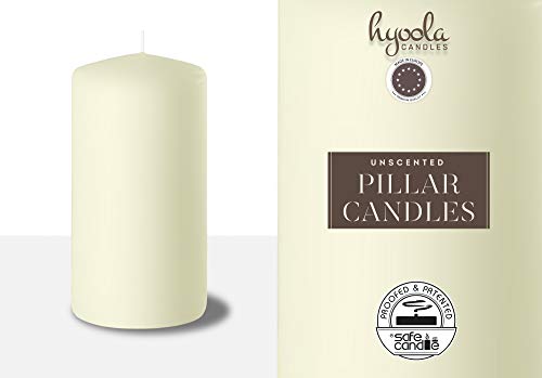 Hyoola Ivory - Velas de pilar sin perfume (5 x 10 cm, 4 unidades), color marfil