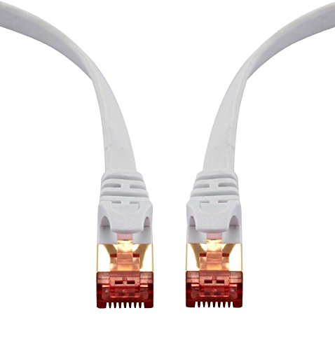 IBRA® 15M Cable de Red Gigabit Ethernet LAN Cat.7 (RJ45) CAT7 (Avanzado) | 10 Gbps a 600 MHz | Cables Chapado en Oro Plug STP | Patch | Router | Módem| Blanco Oblato