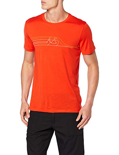 Icebreaker Mens Tech Lite SS Crewe Cadence Pulse Camiseta, Hombre, Rojo Pimiento, Small