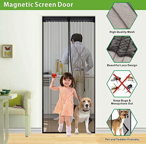 Idefair Puerta magnética para mosquiteras, insectos Mosquito Door Screen Cierre el automática, ideal para la puerta del balcón Sala de estar Bodega Puerta Puerta de patio (120 * 220 cm)