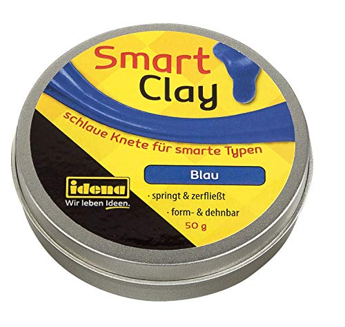 Idena 40268 Smart Clay, Pasta Inteligente con propiedades emocionantes en Lata hermética, Aprox. 50 g en Colores llamativos, Color Azul.