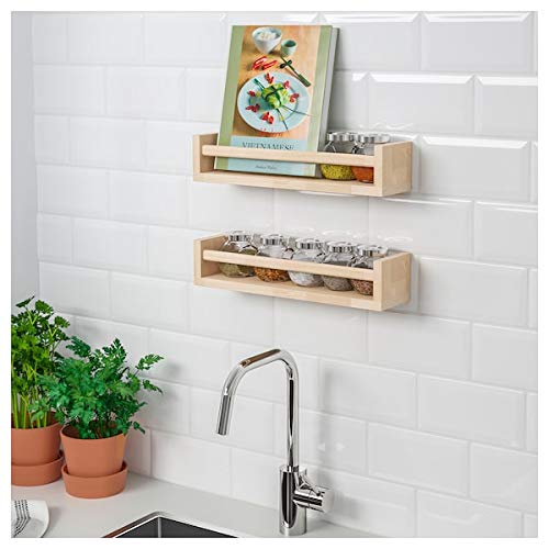 Ikea Bekvam,  4 estantes para especias de madera - cuarto del bebé - soporte de libros - niños - cocina - accesorios de baño,  estante de almacenamiento organizador, color abedul, madera natural.