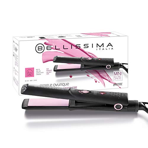 Imetec Bellissima BM 200 - Plancha mini para cabellos lisos y luminosos, temperatura de 200ºC, multivoltaje automático, dimensiones compactas de viaje