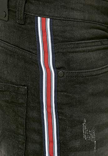 Indicode Caballero Fife Pantalones Cortos Vaqueros con 5 Bolsillos de 98 % algodón | Denim Stretch Used Look Destroyed Regular Fit Men Pants De Tiempo Libre para Hombres Negro XXL