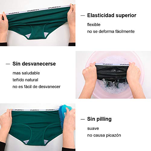 INNERSY Bragas Mujer Culotte de Algodón Braguitas Ropa Interior Cómoda y Sexy Pack de 6 (M-EU 40, Oscuro)