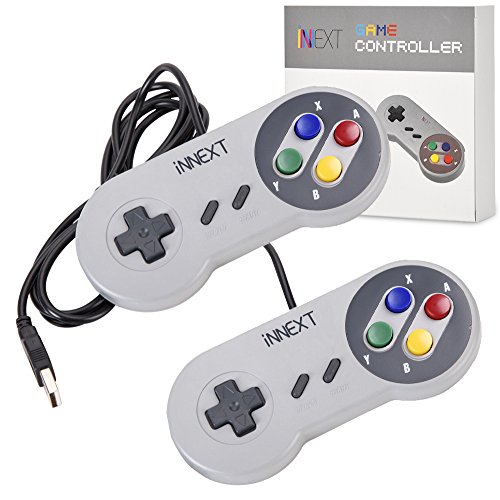 iNNEXT® 2x Classic USB Gamepad Retro Controlador USB de juegos SNES para Windows, PC, Mac y Raspberry Pi System