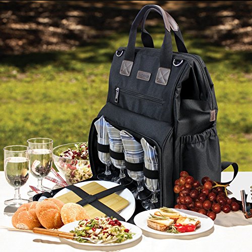 Inno Stage - Mochila de picnic grande abierta para 4 personas con compartimento refrigerador