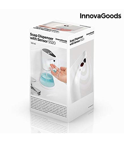 InnovaGoods Dispensador de Jabón Automático con Sensor, ABS y AS, Blanco, 10.5x21x14 cm