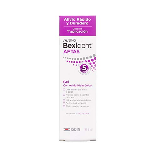 Isdin Bexident Aftas Gel con Ácido Hialurónico, Aftas Llagas Bucales, Alivio Rápido y Duradero desde la primera aplicacion 1 x 8ml