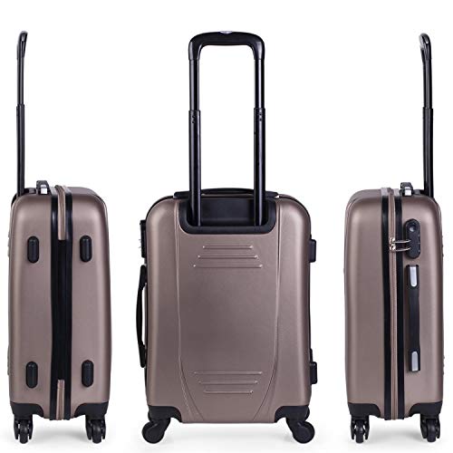 ITACA - Maleta Cabina de Viaje Rígida 4 Ruedas Trolley 55 cm ABS. Equipaje de Mano. Pequeña Práctica Cómoda y Ligera Low Cost Ryanair, Estudiante. 71150, Color Champagne