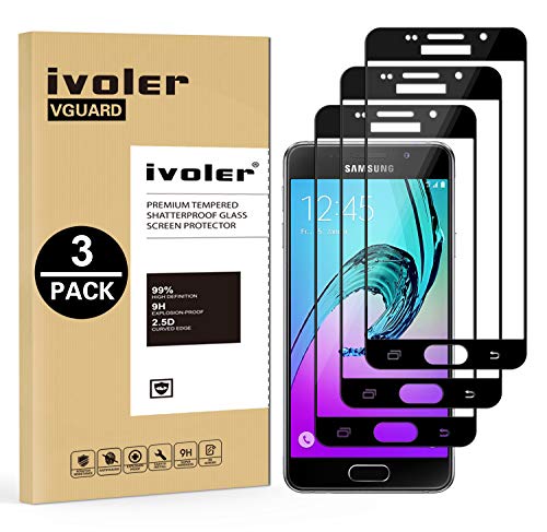 ivoler [3 Unidades] Protector de Pantalla Compatible con Samsung Galaxy A5 2016, [Cobertura Completa] Cristal Vidrio Templado Premium, [Dureza 9H] [Anti-Arañazos] [Sin Burbujas]