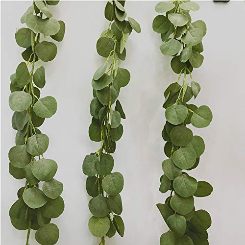 J Jixista Guirnalda de eucalipto Artificial Eucalipto Guirnalda Planta Guirnalda de Hojas Artificiales de eucalipto Seda Hojas Vines Artificiales Decoracion Boda Fondo Pared Decoración (B)