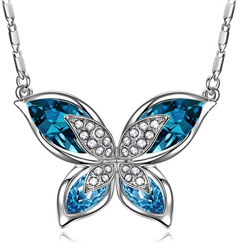 J. RENEÉ Mariposa Colgante Mujer, con Cristal Azul de Swarovski, Collares Mujer, Regalos Mujer