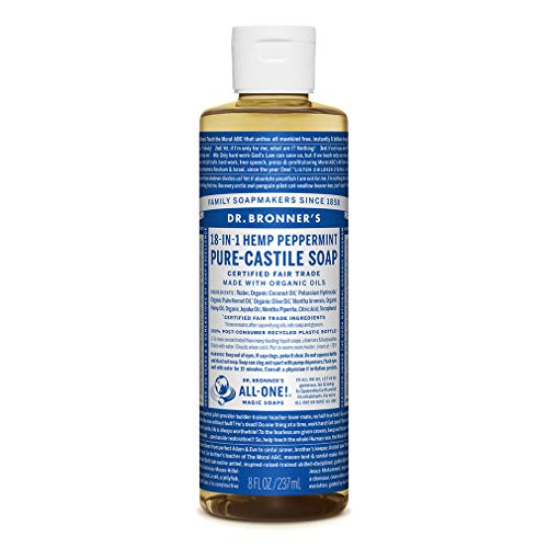 Jabón de menta de Dr Bronner's, Pure Castile, 237ml, 100 % orgánico