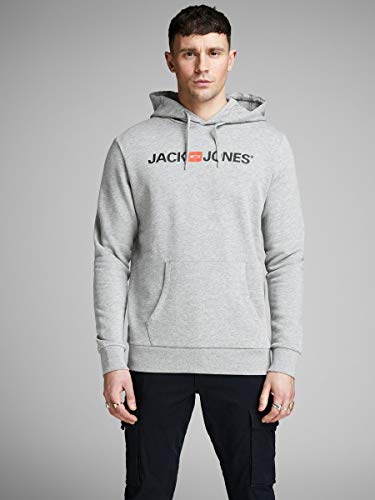 Jack & Jones Jjecorp Logo Sweat Hood Noos Capucha, Gris (Light Grey Melange Detail:reg Fit - Melange), Medium para Hombre