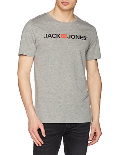 Jack & Jones Jjecorp Logo tee SS Crew Neck Noos Camiseta, Gris (Light Grey Melange Detail: Slim Fit - Melange), Large para Hombre