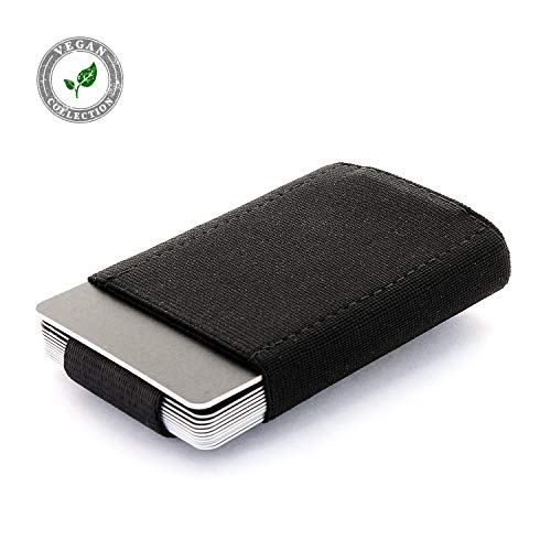 JAIMIE JACOBS Cartera Minimalista Slim Wallet „Nano Boy“ Cartera Clip para Hombres 100% Vegano (Negro)