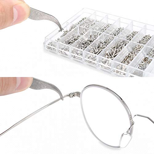 Jalan 1000 Piezas Kits de Tornillo Pequeño, Micro tornillo tuercas y pinza y destornillador para Gafas Relojes Gafas de sol