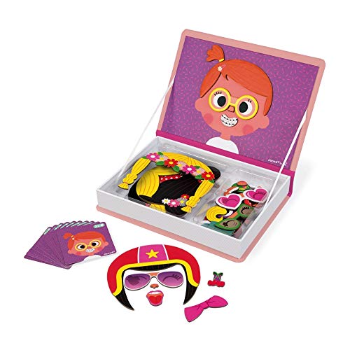 Janod - Magneti'Book Crazy Faces juguete educativo, Niñas (J02717)