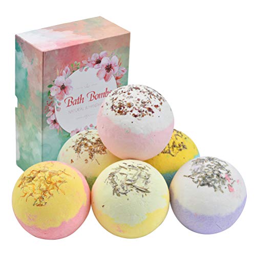 JAOMON Juego de 6 Piezas de Coloridas Bombas de Baño de Spa, Caja de Regalo de Bolas de Baño Naturales Relajadas, Hecho a Mano, Idea Regalo para Mujeres, Niñas Regalo de Cumpleaños, San Valentín