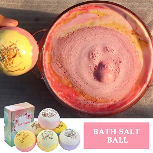 JAOMON Juego de 6 Piezas de Coloridas Bombas de Baño de Spa, Caja de Regalo de Bolas de Baño Naturales Relajadas, Hecho a Mano, Idea Regalo para Mujeres, Niñas Regalo de Cumpleaños, San Valentín