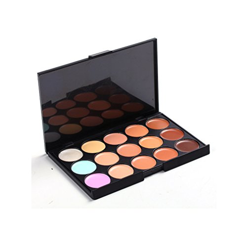 JasCherry 11 Pcs brochas de maquillaje + 15 Colores Corrector Camuflaje Paleta de Maquillaje Cosmética Crema - Perfecto para Sso Profesional y Diario