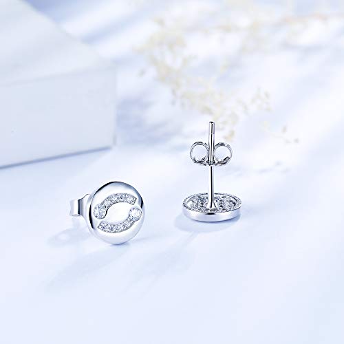 J.Endéar Pendientes Mujer Constelación Cáncer Plata 925 con Circonita, Pendientes Pequeños Niña Horóscopo Signo Zodiaco Joyas