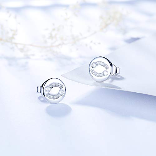 J.Endéar Pendientes Mujer Constelación Cáncer Plata 925 con Circonita, Pendientes Pequeños Niña Horóscopo Signo Zodiaco Joyas