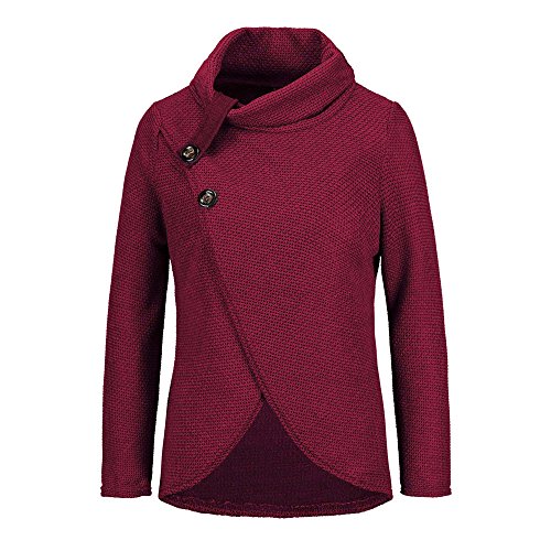 Jerseys De Punto para Mujer Cuello de Tortuga Manga Larga Suelto Prendas de Punto Suéter Irregular Jerséis Collar de la Pila Tops Cálido Otoño Invierno riou