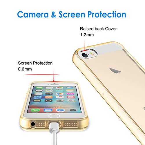 JETech Funda Compatible iPhone SE 2016 (NO es Compatible 2020) 5s 5, Carcasa Anti-Choques/Arañazos, Oro