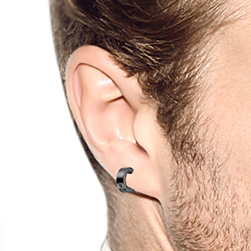 JewelryWe Pendientes Hombres Mujer, Pendientes de Aro de Huggie, Non Piercing Acero inoxidable, Regalo San Valetín (plateado)