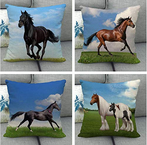 JgZATOA Funda De Cojín Prairie Horse Sala De Estar Sofá Fundas De Almohada Cama Funda De Almohada Cojín De Oficina 45 X 45Cm Juego De 4