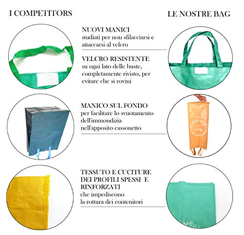 Juego de 3 contenedores de basura de colores para reciclaje de basura, papelera para reciclaje de basura, cesta exterior interior, reciclaje de plástico, bolsas diferenciadas, bolsa rectangular Slime