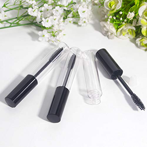 Junecat Cap Negro 10ml del rimel Botella vacía del Tubo Vial Transparente Maquillaje Ojo pestaña Crema Embudo de dispensación de pipetas de contenedores