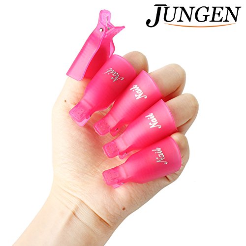 JUNGEN 10 Piezas Clip de Removedor de Esmaltes de Uña Plástico Herramientas de Eliminación de Gel de Uñas Pinza de Arte de Uñas