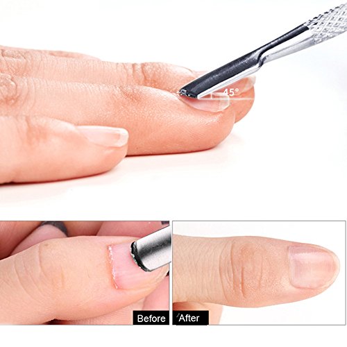 JUNGEN Herramientas de Manicura Empuja el Cuchillo de Acero Inoxidable Doble Empuja de la Cutícula (Plata)